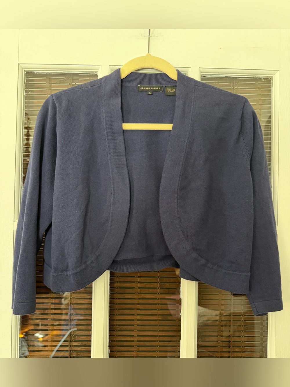 Jeanne Pierre Women’s L Blue Cropped Open Cardigan | SKU 0098‎